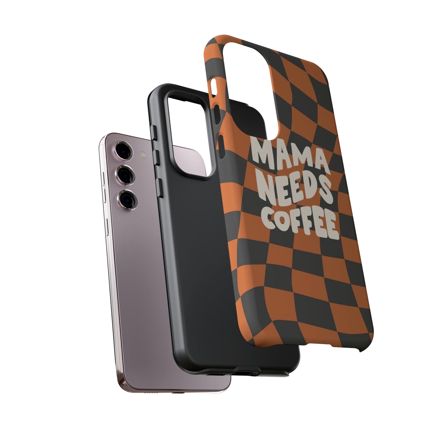 Mamma needs coffee, phone case for Samsung & Google phones, Plaid collection/Tough Cases