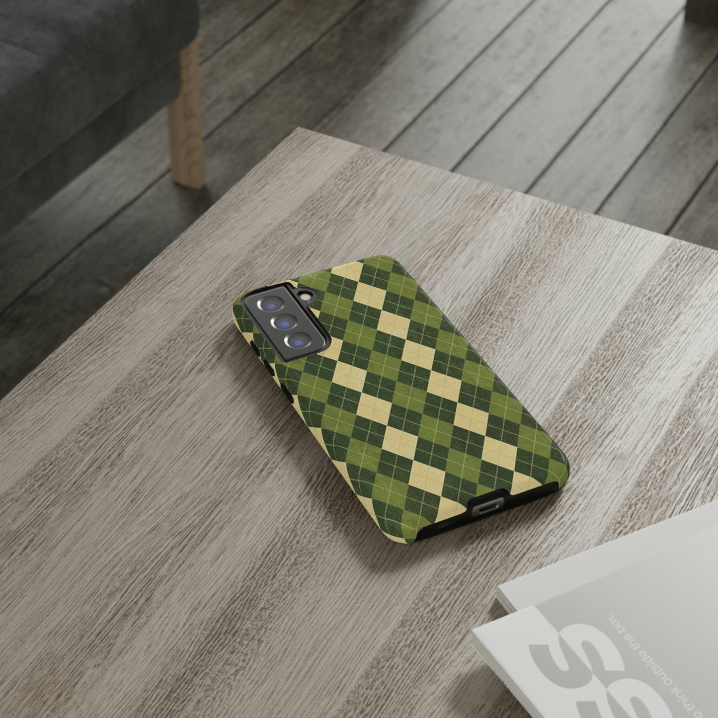 Green plaid sweater phone case/ for Samsung & Google phone/ plaid collection/ Tough Phone Cases