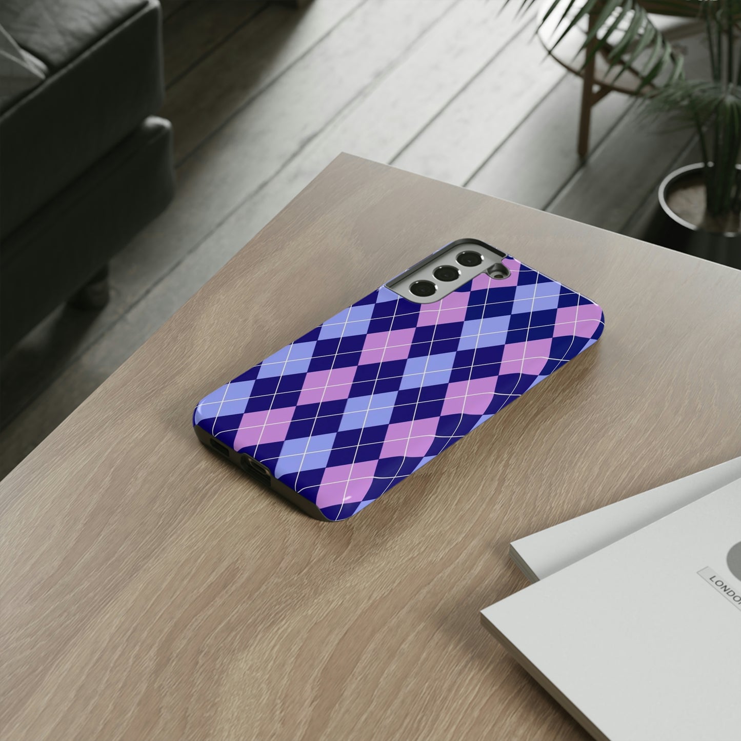 Purple sweater phone case/ for Samsung & Google phone/ plaid collection/ Tough Phone Cases