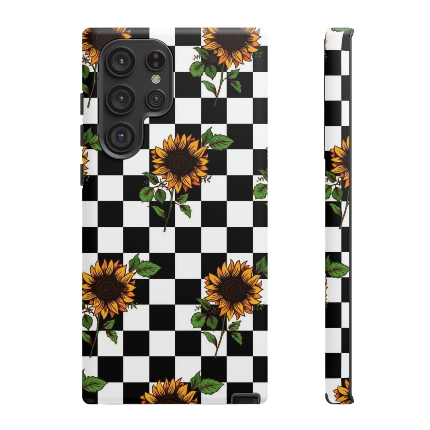 Checkered sunflower phone case/ for Samsung & Google phones/ floral collection/Tough Cases