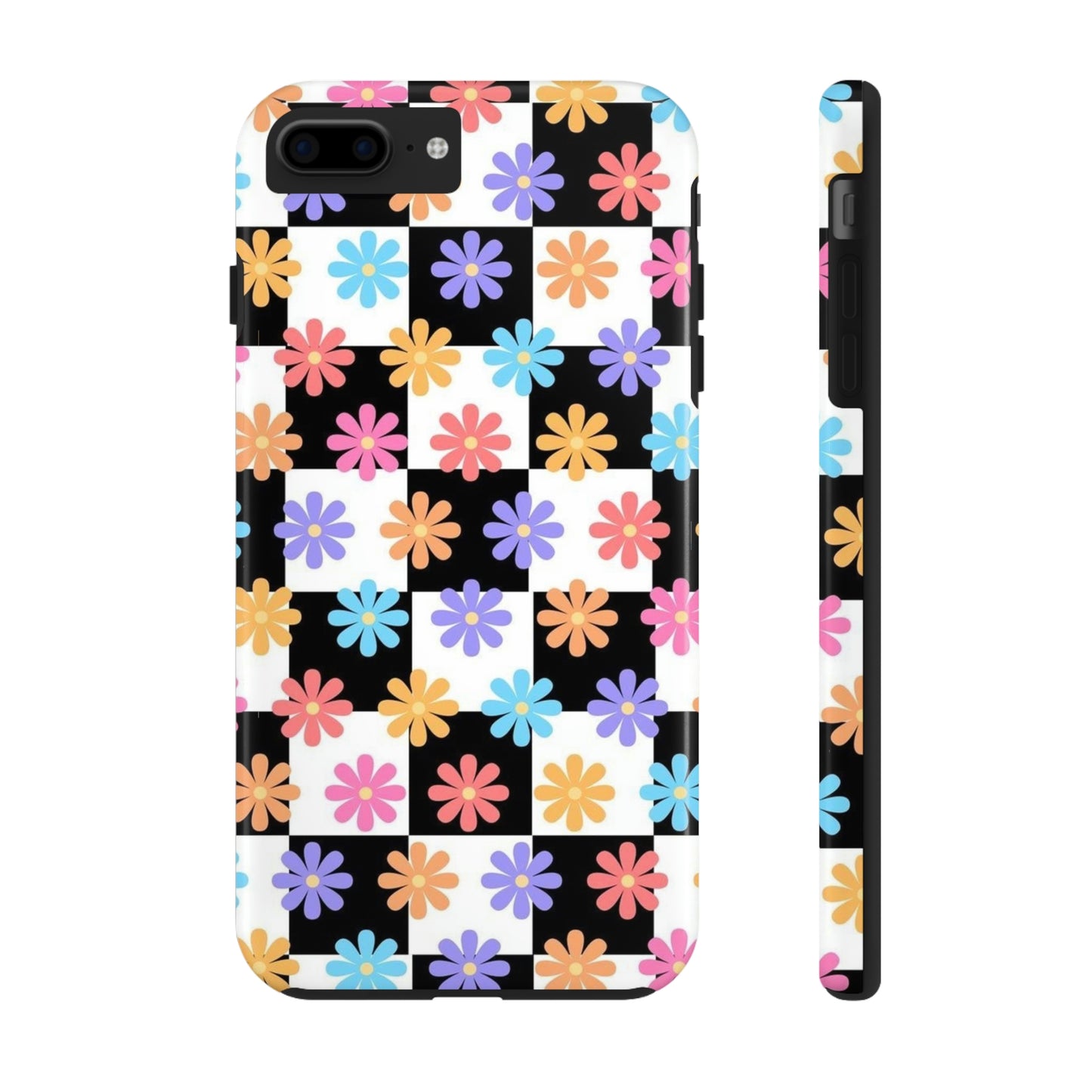 Checkered flower phone case/ for iPhone/ Floral collection /Tough Phone Cases, Case-Mate