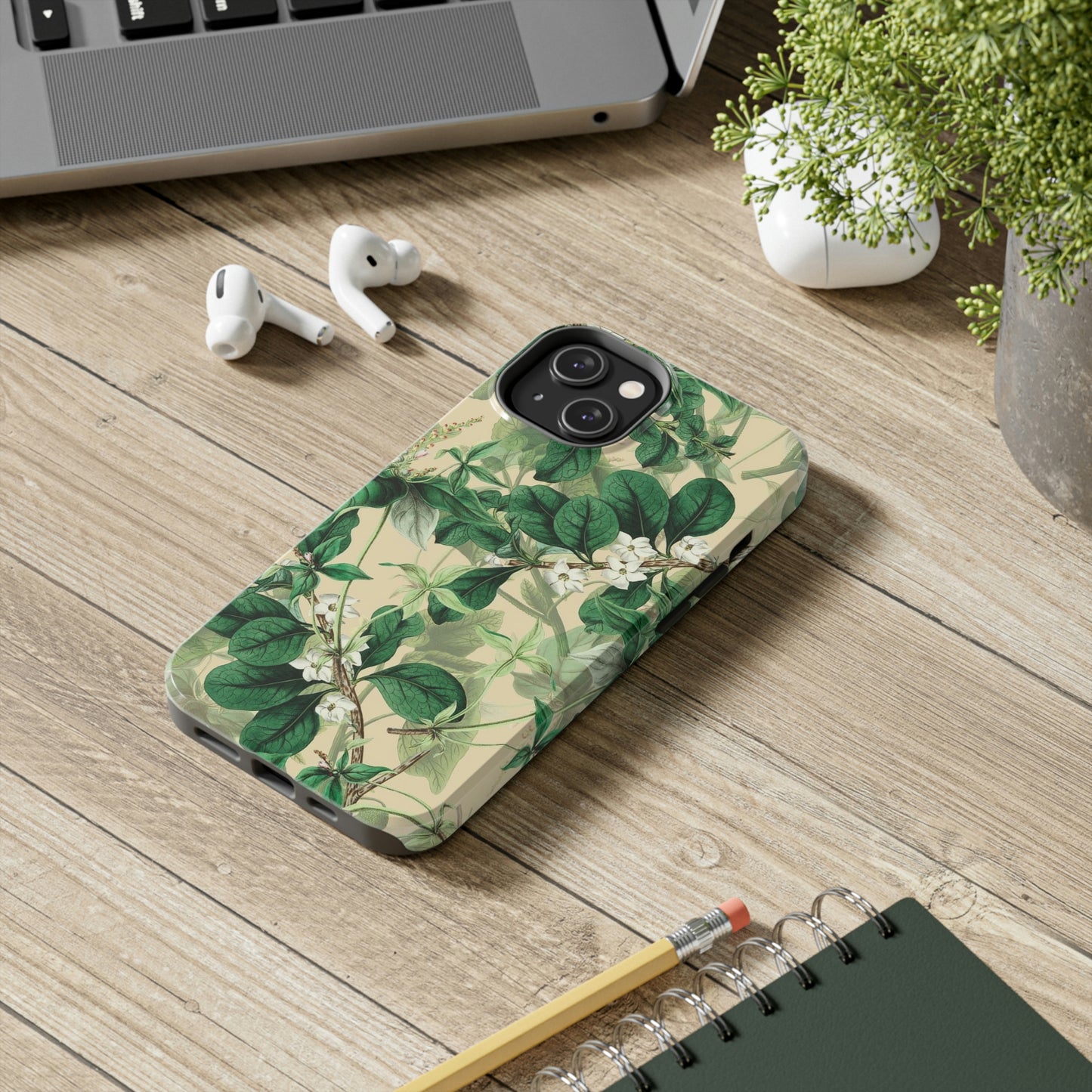 Green Petals phone case, for iPhone, Tough Phone Cases, Floral collection