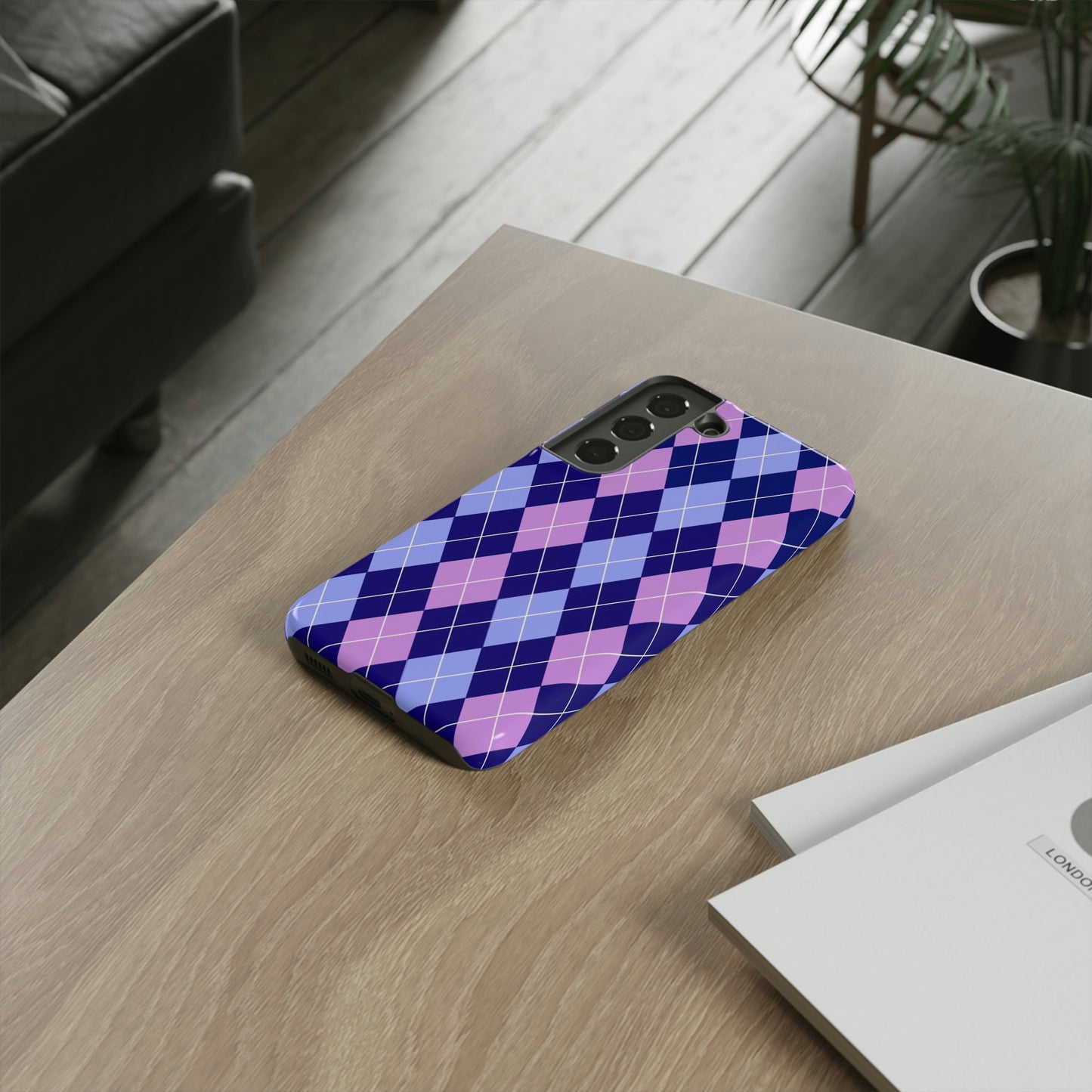 Purple sweater phone case/ for Samsung & Google phone/ plaid collection/ Tough Phone Cases