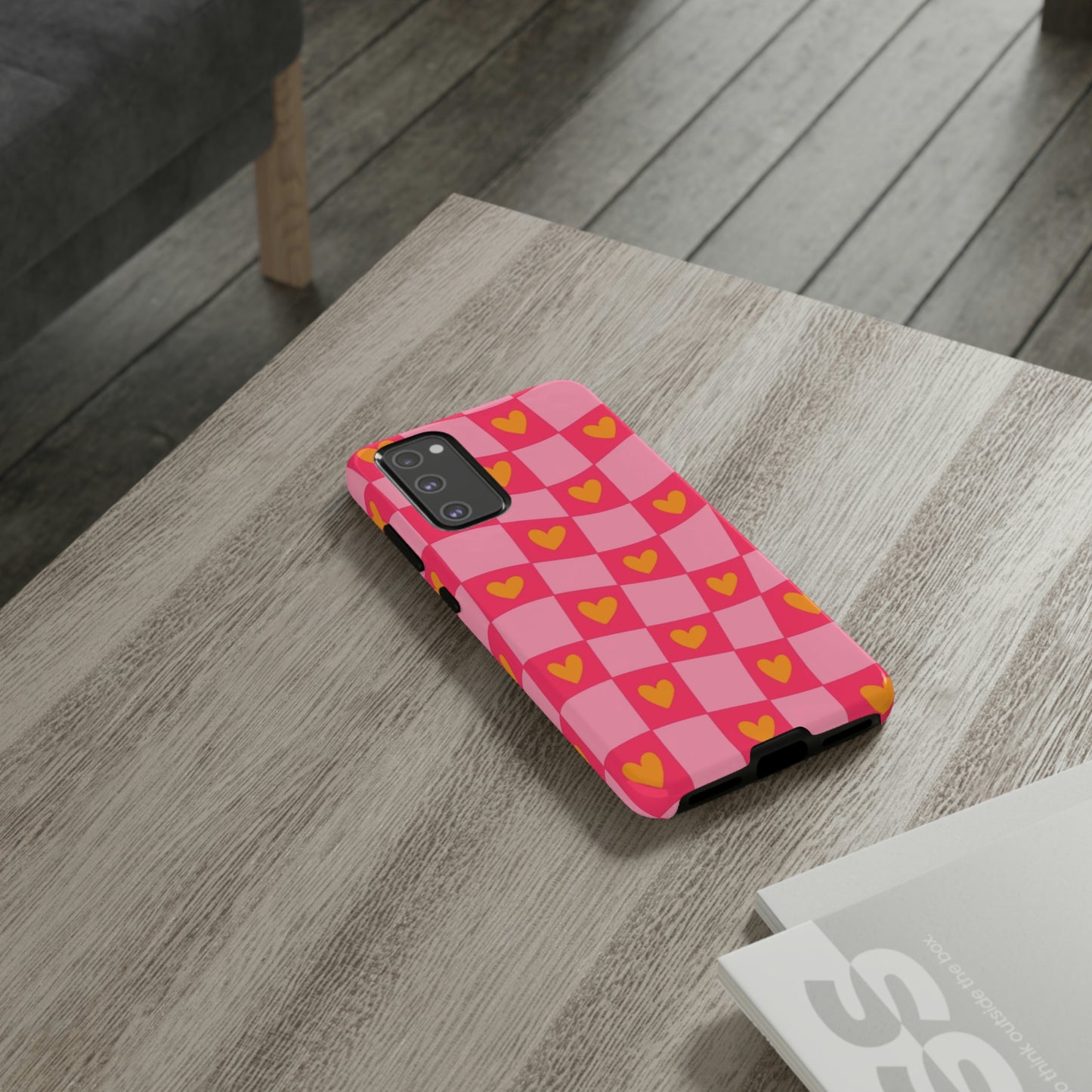 Checkered hearts phone case / for Samsung & Google phones/ heart collection /Tough Cases