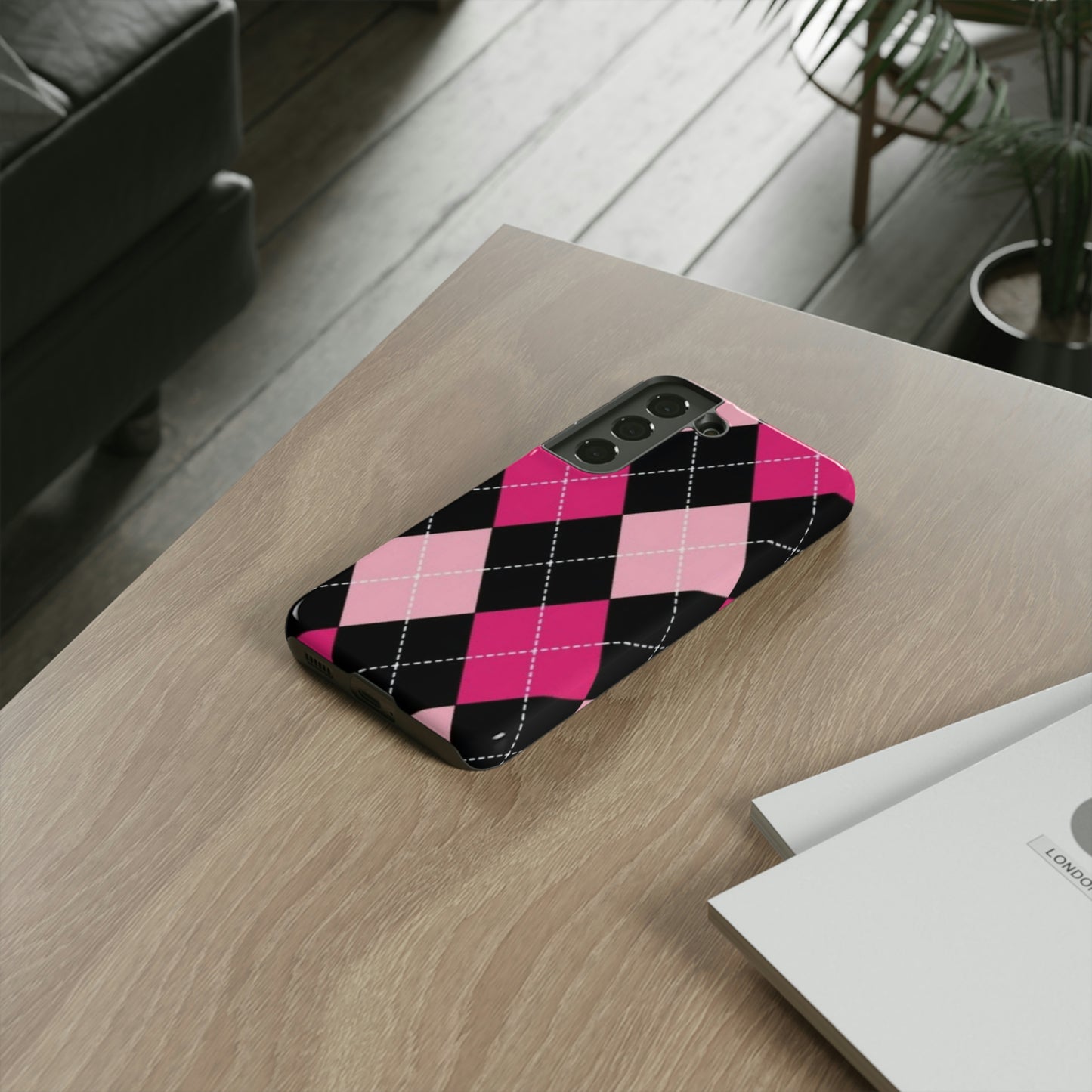 Pink Diamond phone case/ for Samsung & Google phones/ plaid collection/ Tough Phone Cases