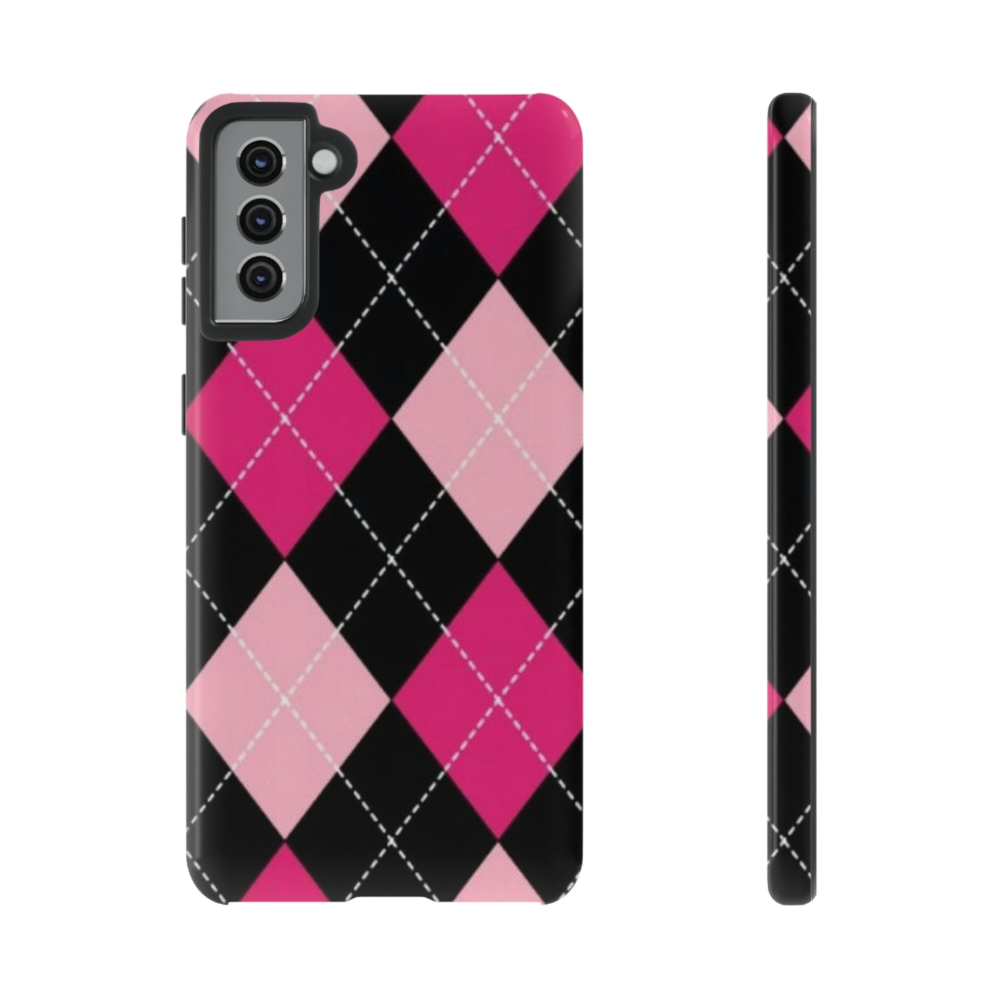 Pink Diamond phone case/ for Samsung & Google phones/ plaid collection/ Tough Phone Cases