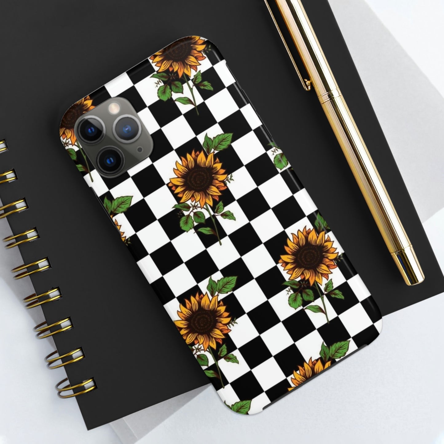 Checkered Sunflower phone case/ for iPhone  /Floral collection /Tough Phone Cases, Case-Mate