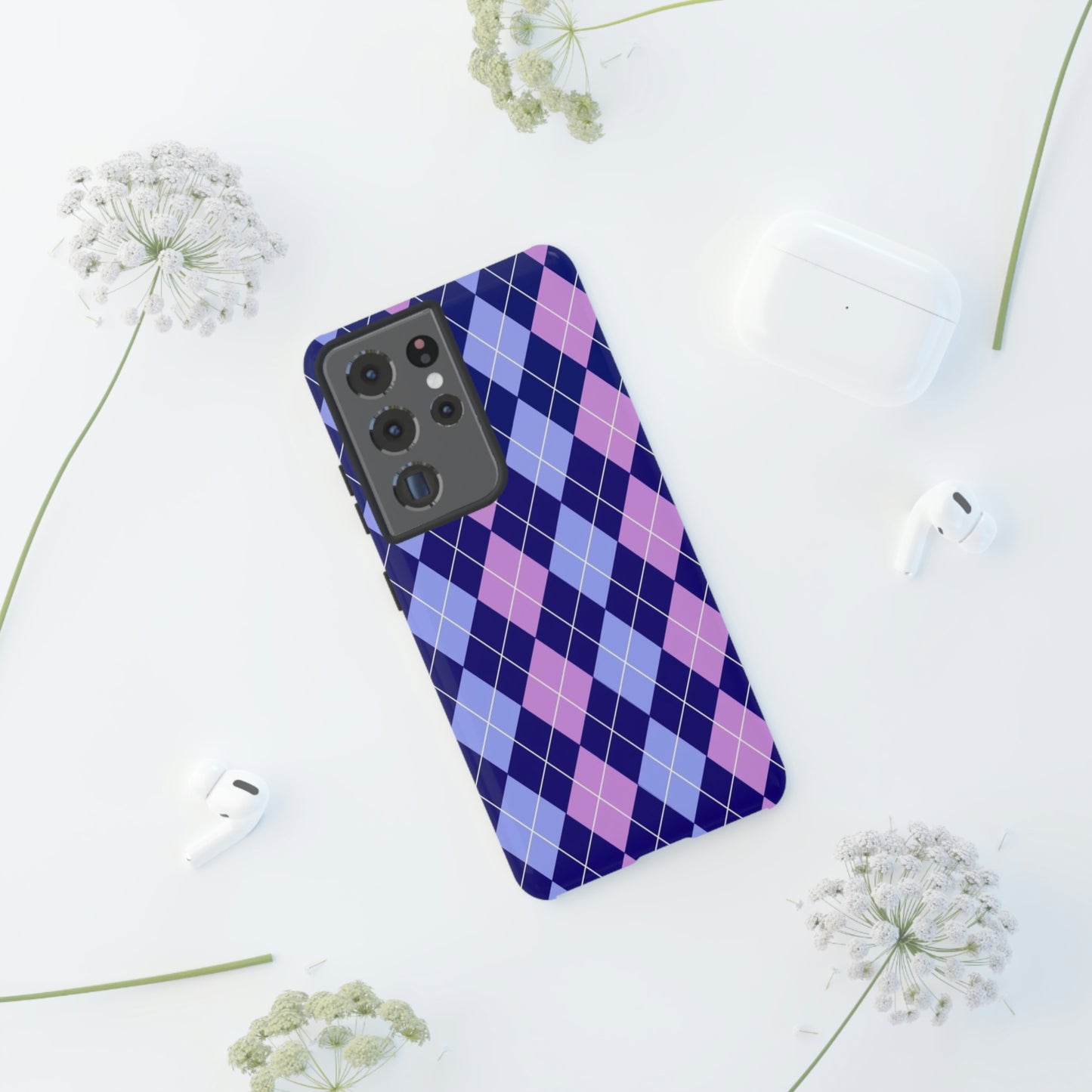 Purple sweater phone case/ for Samsung & Google phone/ plaid collection/ Tough Phone Cases