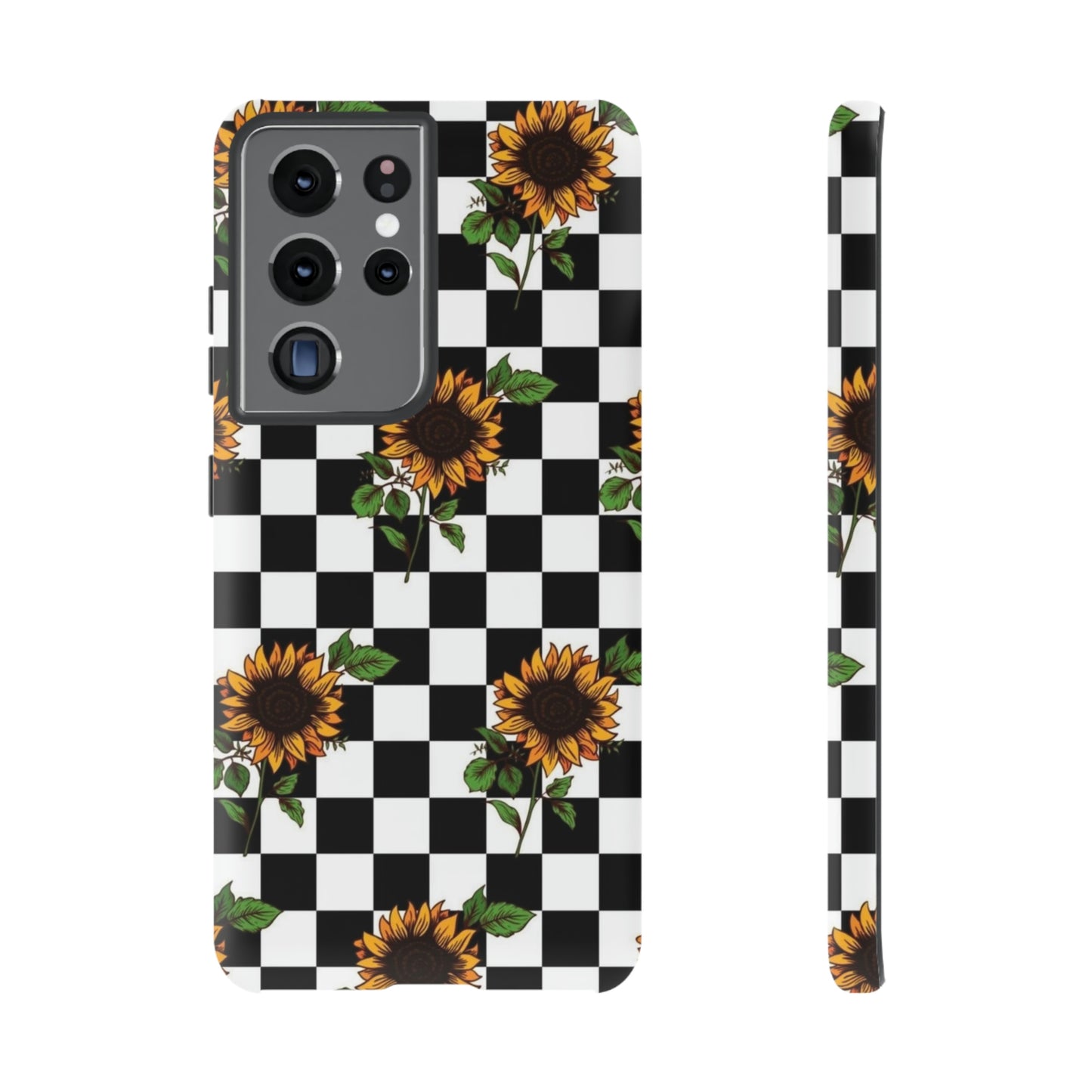 Checkered sunflower phone case/ for Samsung & Google phones/ floral collection/Tough Cases