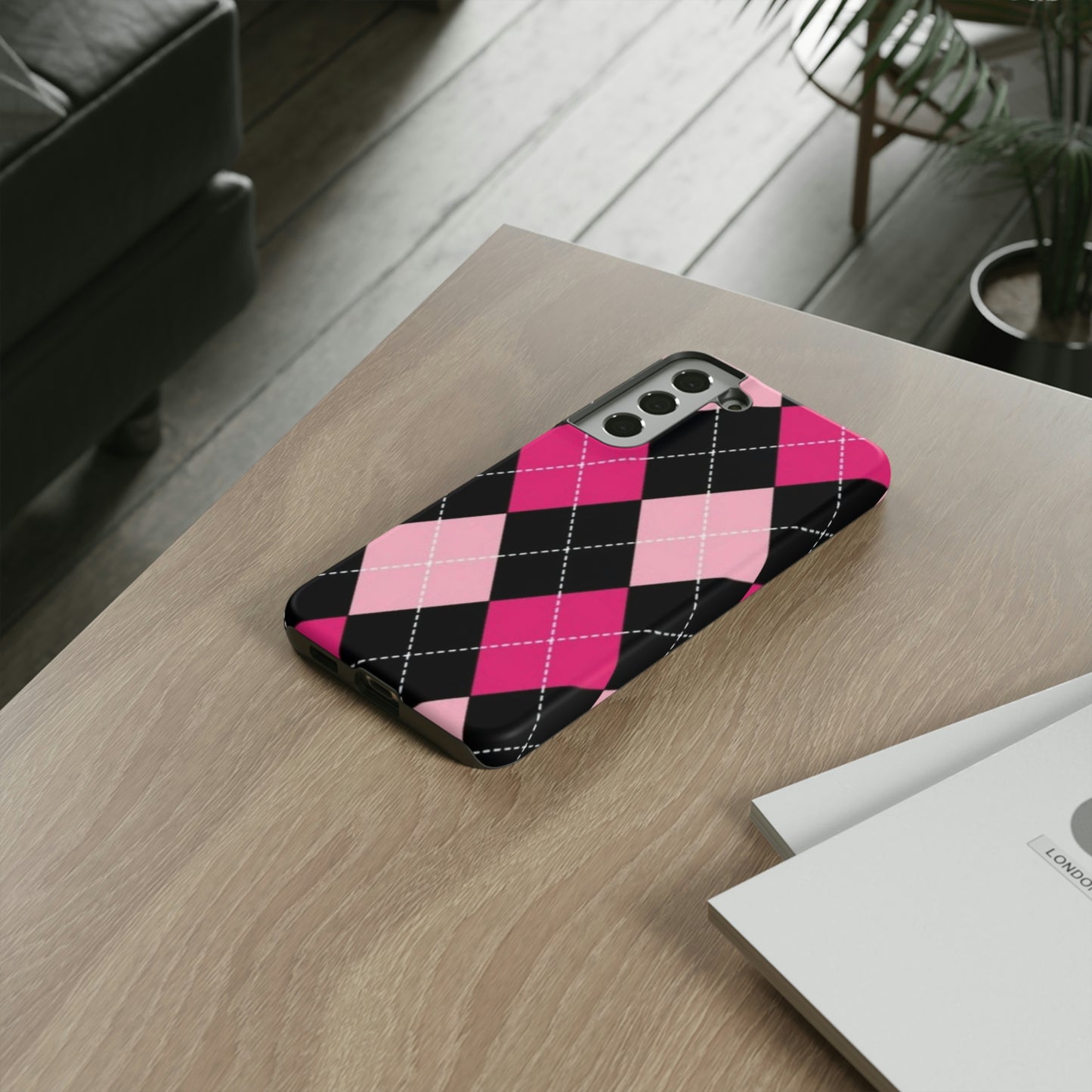 Pink Diamond phone case/ for Samsung & Google phones/ plaid collection/ Tough Phone Cases