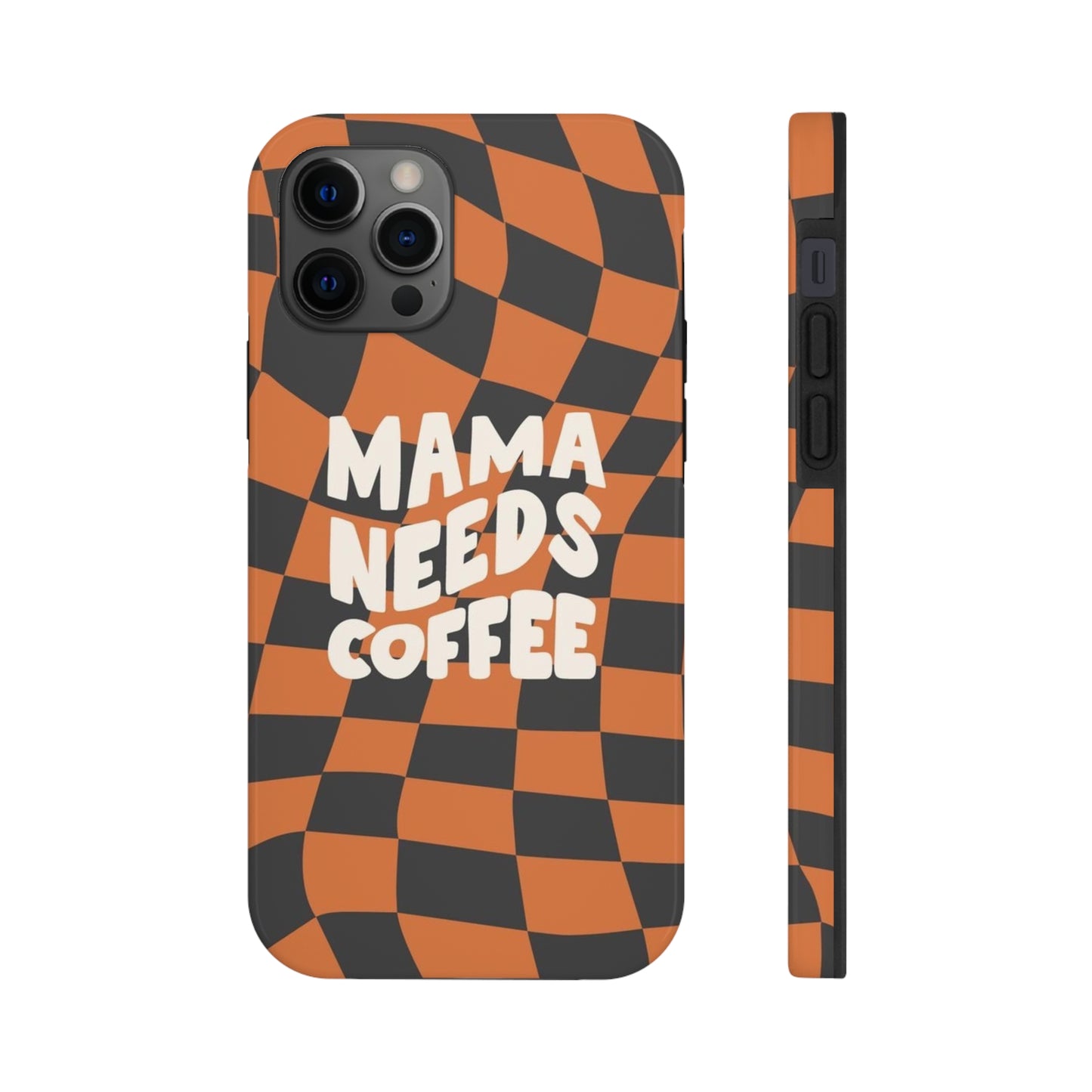 Momma Needs Coffee, for iPhone plaid collection Tough Phone Cases, Case-Mate