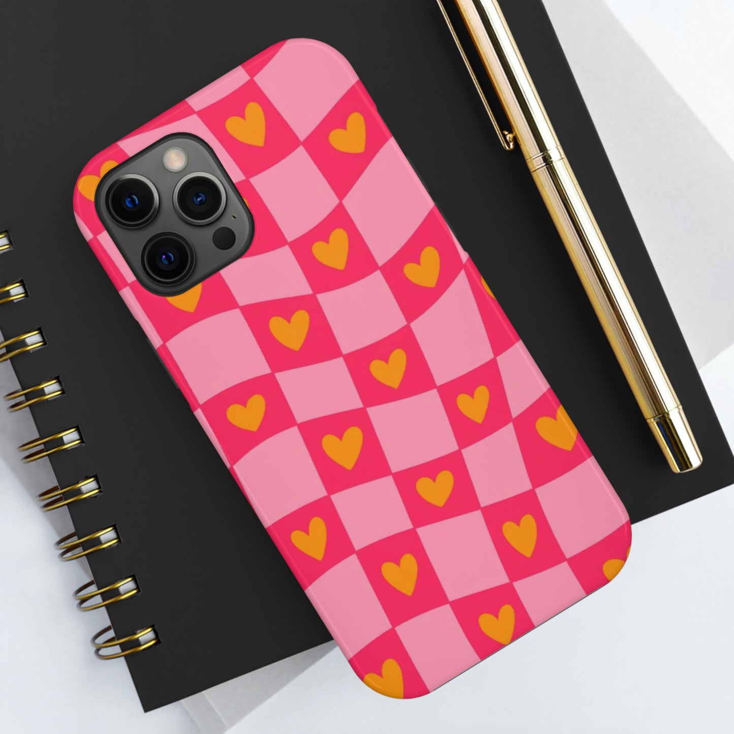 Checkered hearts phone case / for iPhone/ heart collection Tough Phone Cases,