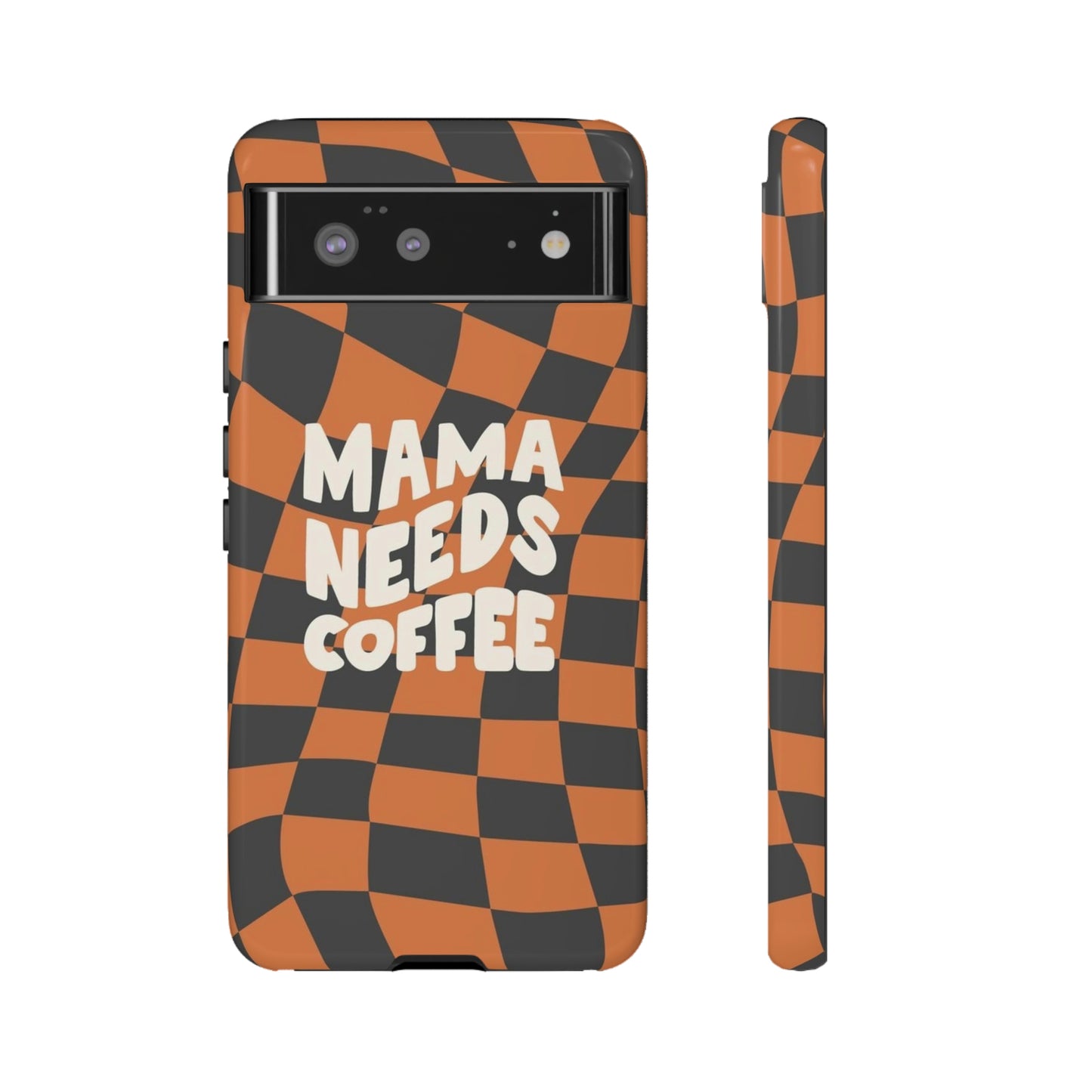 Mamma needs coffee, phone case for Samsung & Google phones, Plaid collection/Tough Cases