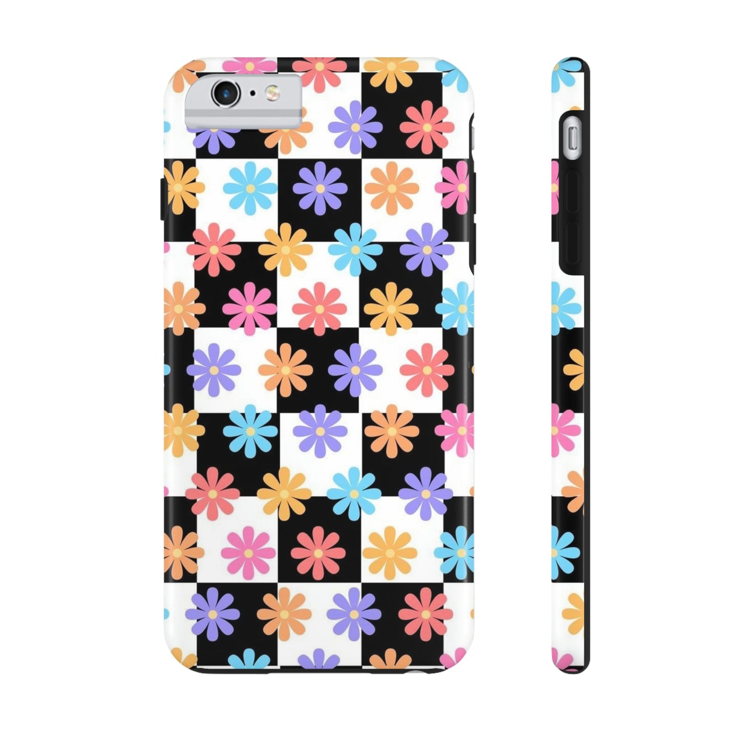 Checkered flower phone case/ for iPhone/ Floral collection /Tough Phone Cases, Case-Mate