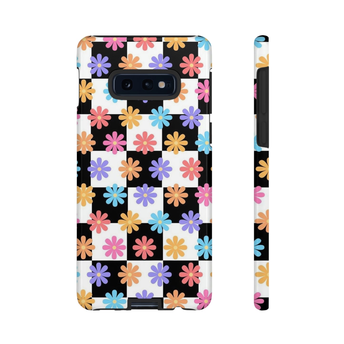 Checkered flower phone case/ for Samsung & Google Phones/ Floral collection/ Tough Phone Cases