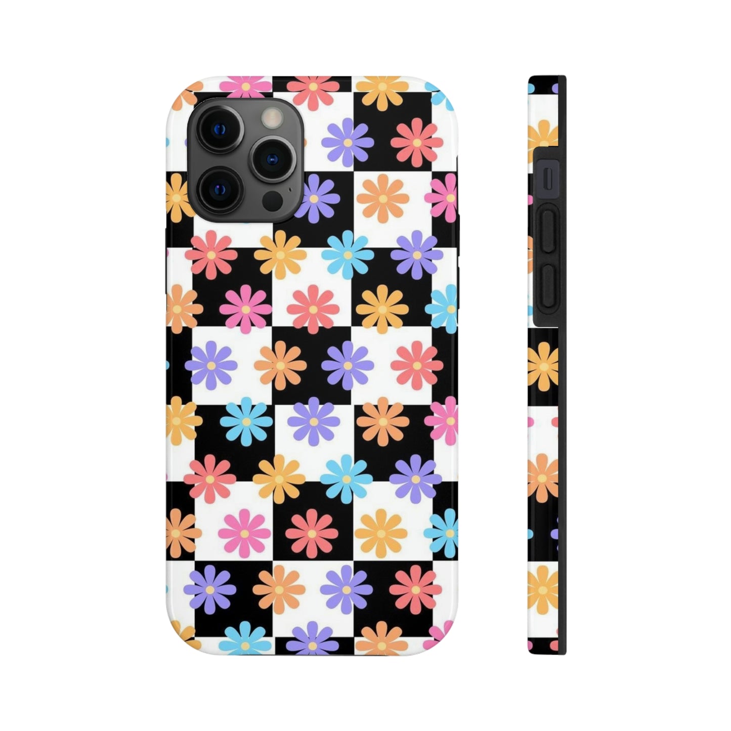 Checkered flower phone case/ for iPhone/ Floral collection /Tough Phone Cases, Case-Mate