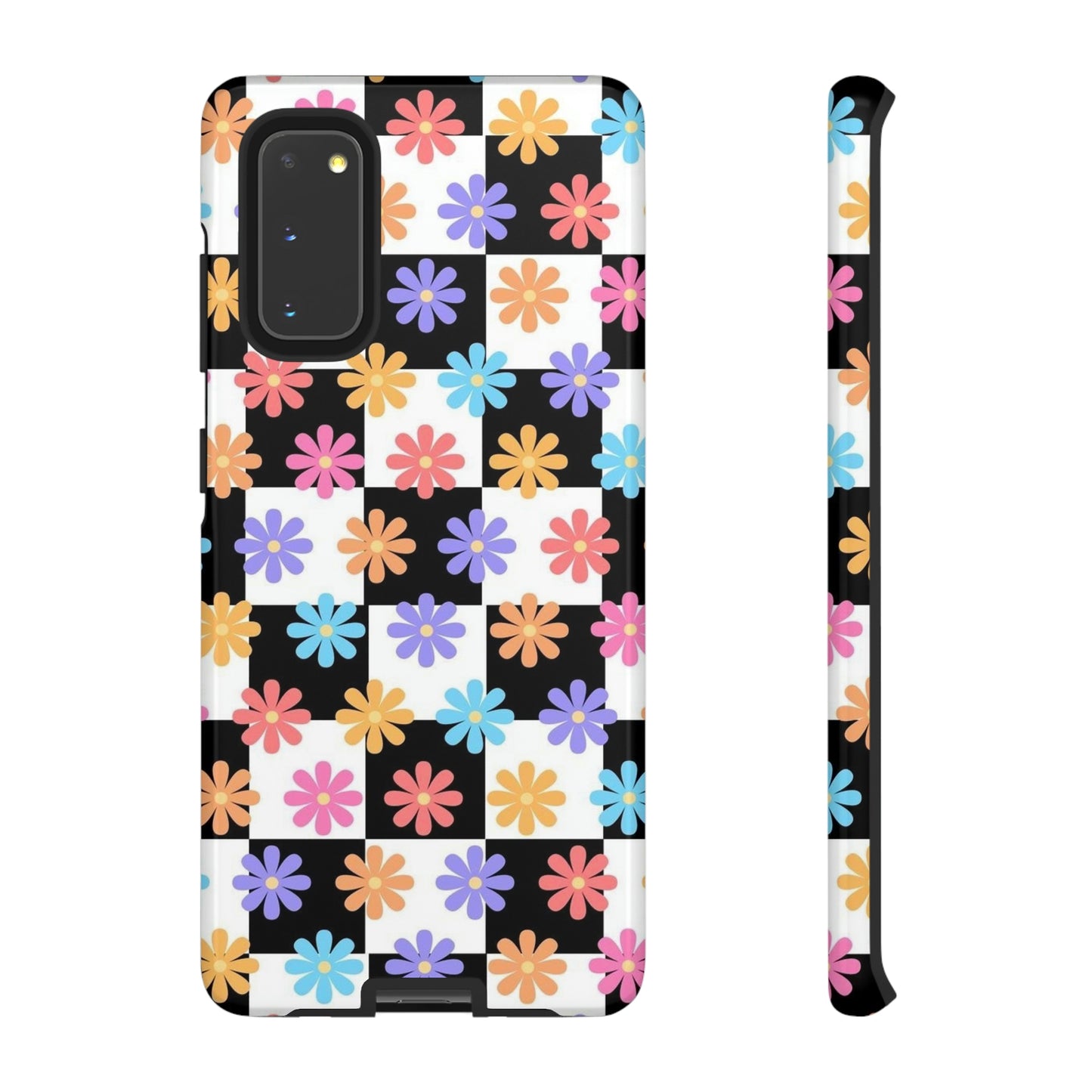 Checkered flower phone case/ for Samsung & Google Phones/ Floral collection/ Tough Phone Cases