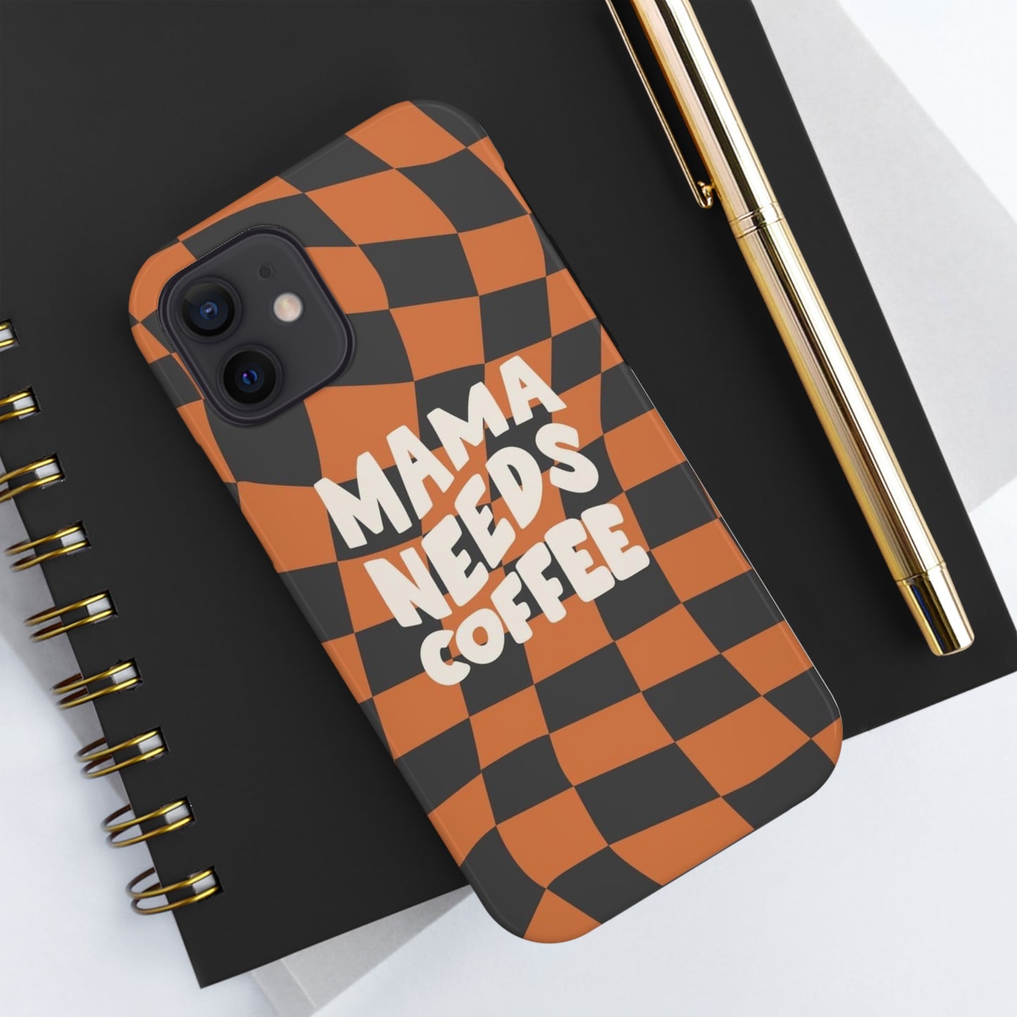 Momma Needs Coffee, for iPhone plaid collection Tough Phone Cases, Case-Mate