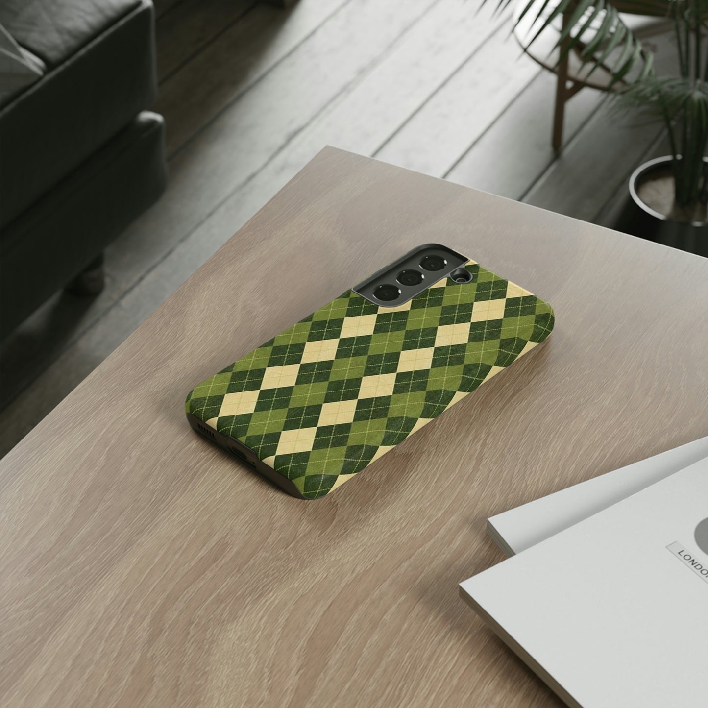 Green plaid sweater phone case/ for Samsung & Google phone/ plaid collection/ Tough Phone Cases