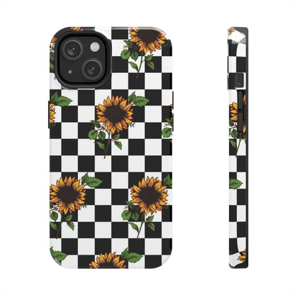 Checkered Sunflower phone case/ for iPhone  /Floral collection /Tough Phone Cases, Case-Mate