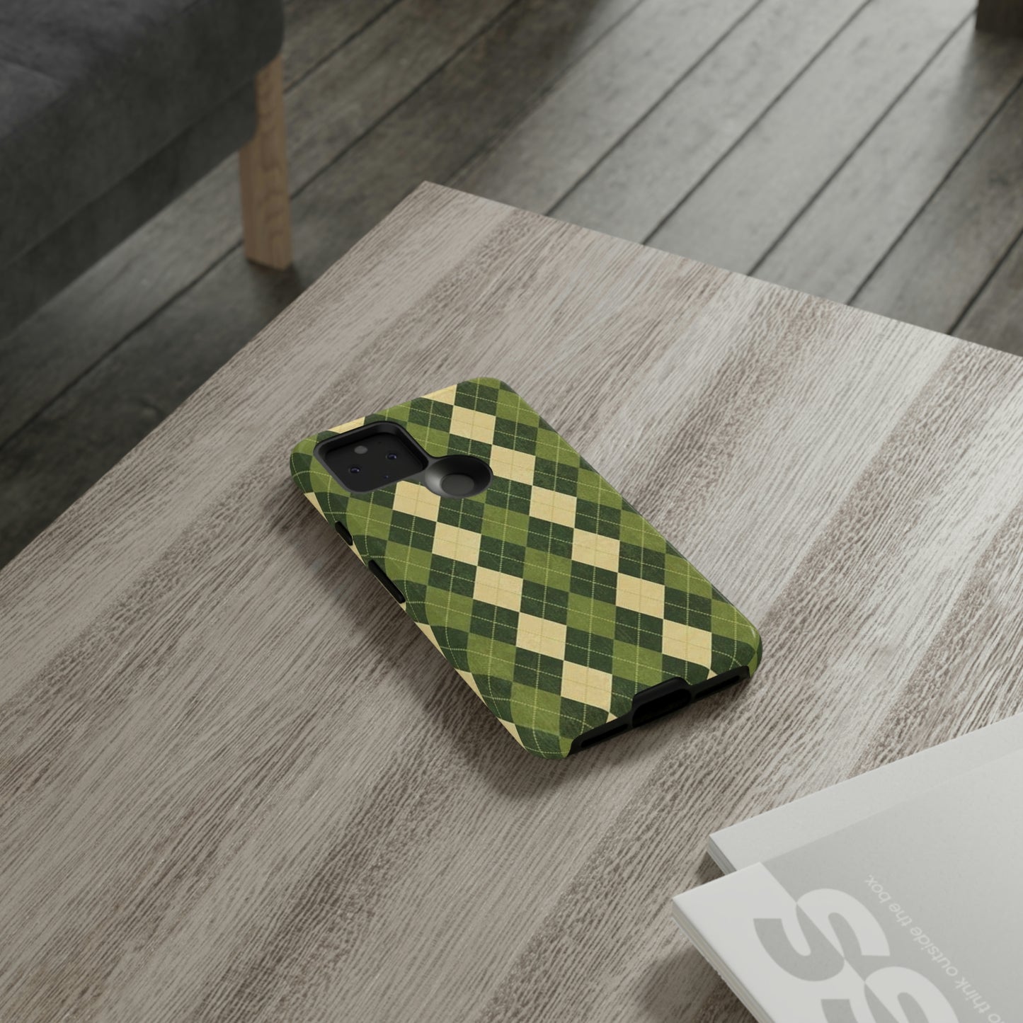 Green plaid sweater phone case/ for Samsung & Google phone/ plaid collection/ Tough Phone Cases