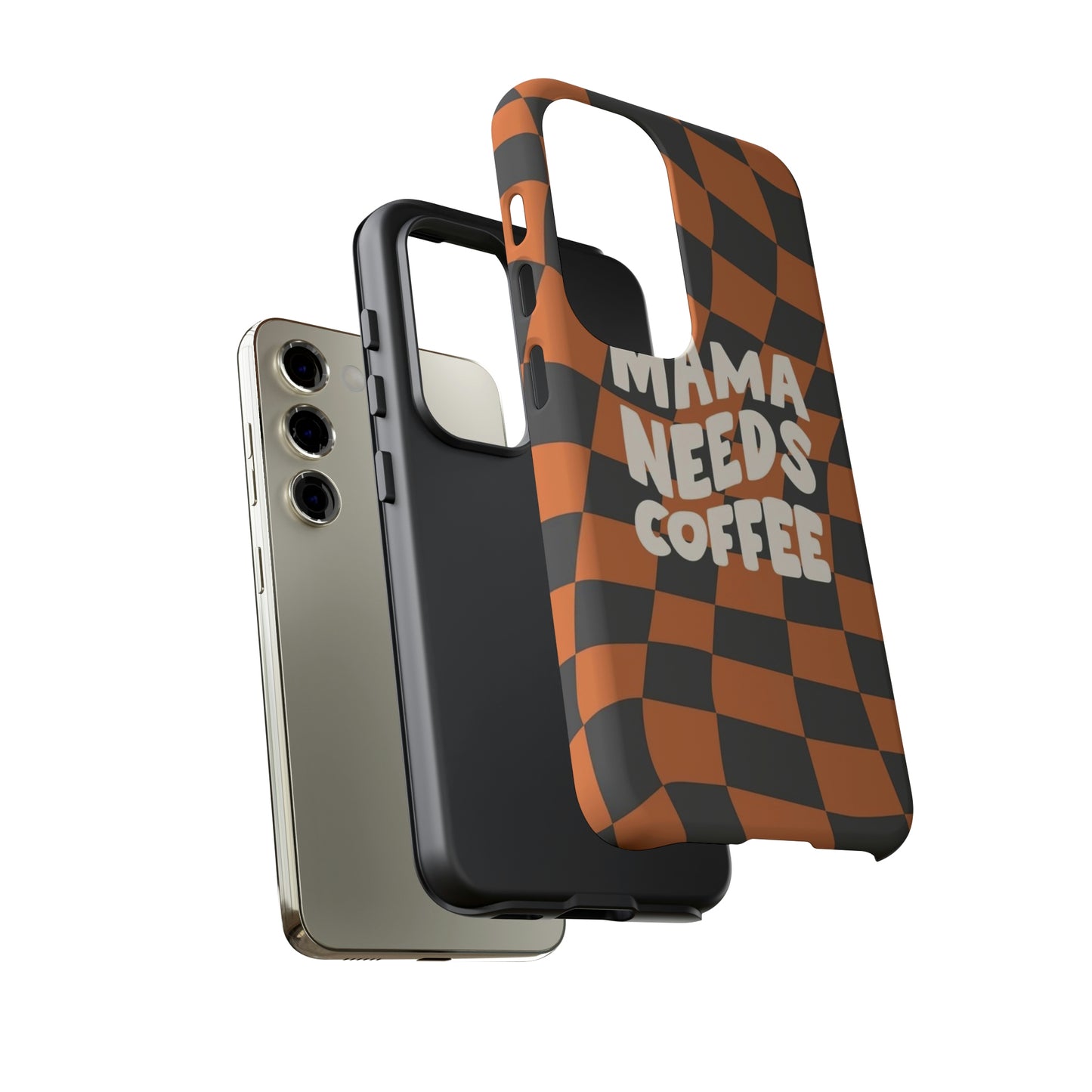 Mamma needs coffee, phone case for Samsung & Google phones, Plaid collection/Tough Cases