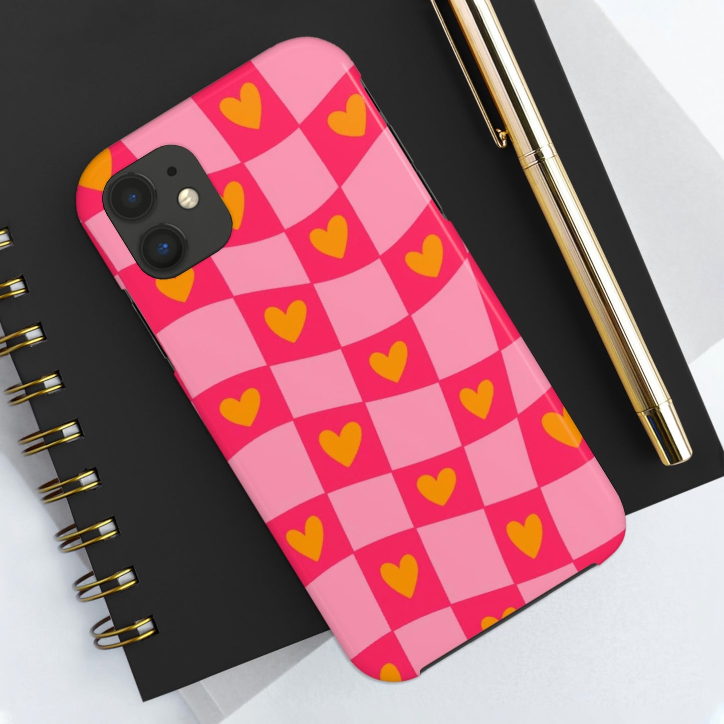 Checkered hearts phone case / for iPhone/ heart collection Tough Phone Cases,