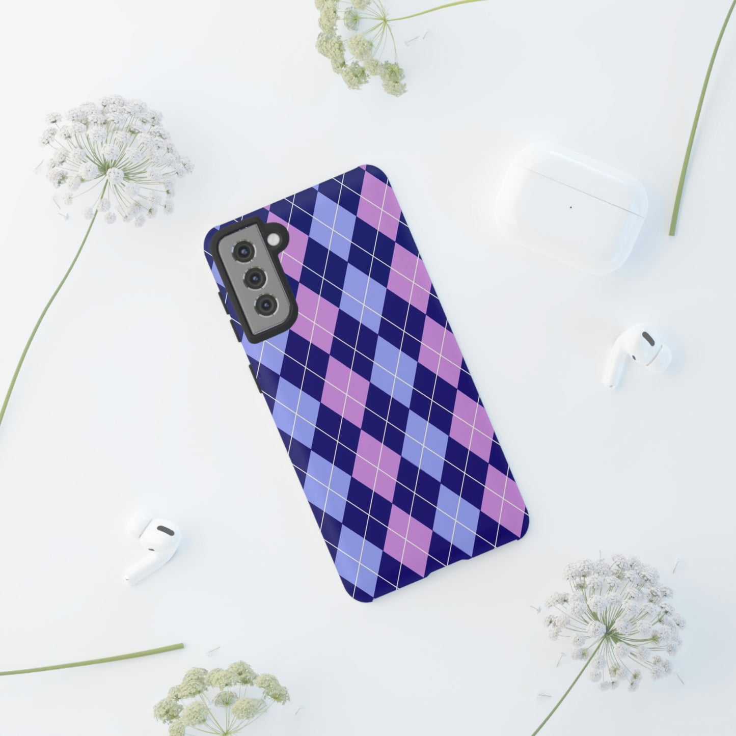 Purple sweater phone case/ for Samsung & Google phone/ plaid collection/ Tough Phone Cases