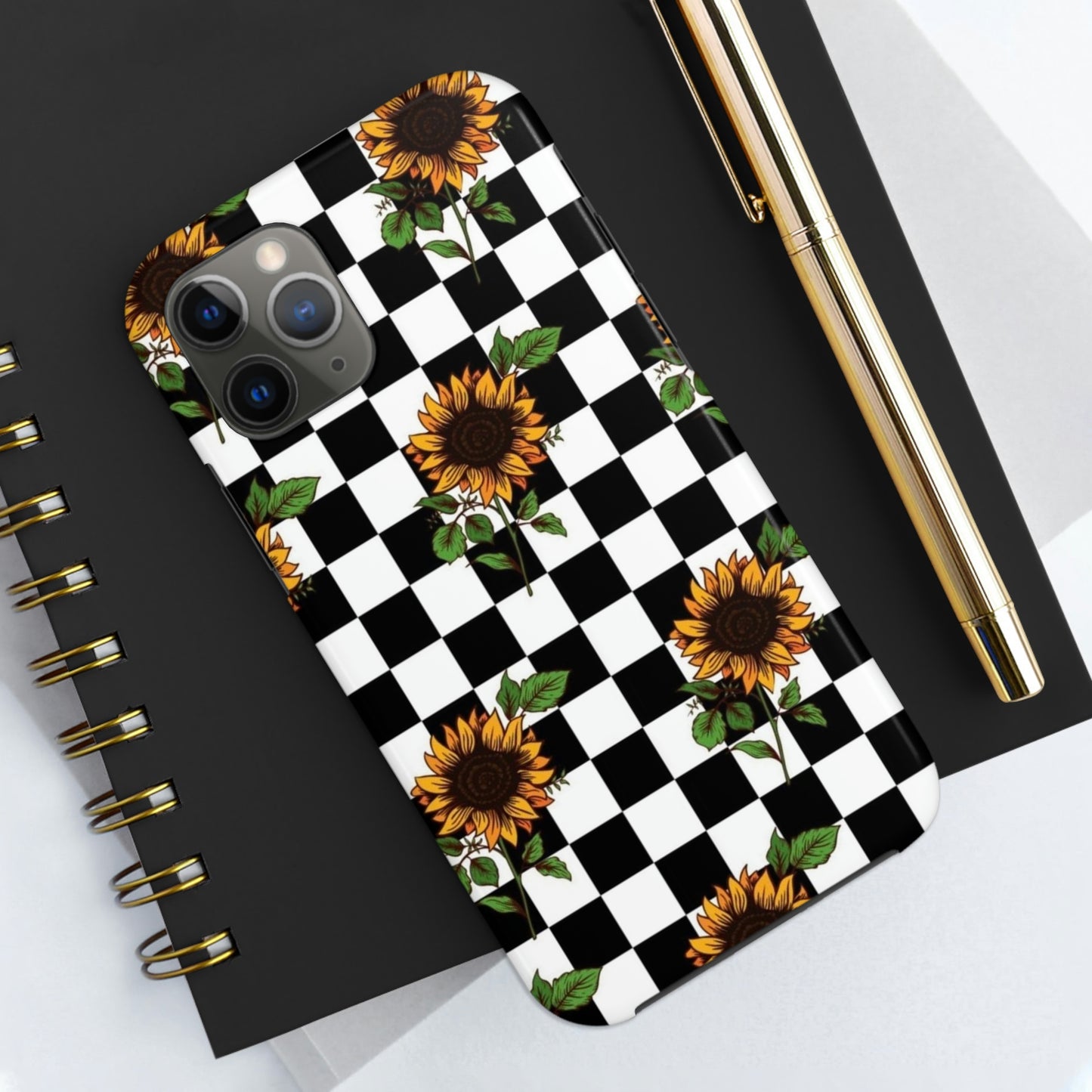 Checkered Sunflower phone case/ for iPhone  /Floral collection /Tough Phone Cases, Case-Mate