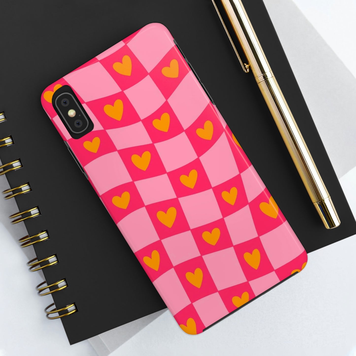 Checkered hearts phone case / for iPhone/ heart collection Tough Phone Cases,