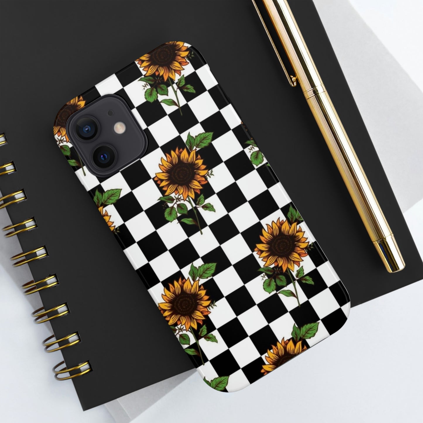 Checkered Sunflower phone case/ for iPhone  /Floral collection /Tough Phone Cases, Case-Mate