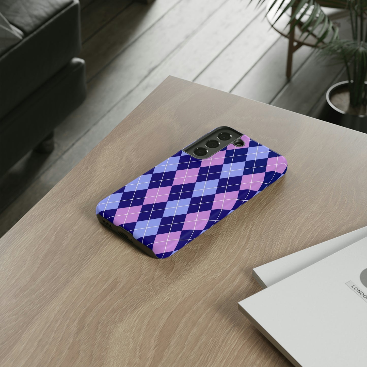 Purple sweater phone case/ for Samsung & Google phone/ plaid collection/ Tough Phone Cases