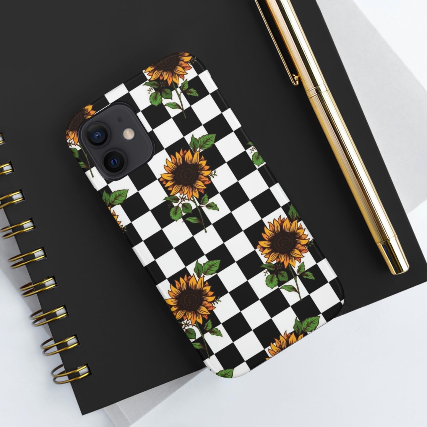 Checkered Sunflower phone case/ for iPhone  /Floral collection /Tough Phone Cases, Case-Mate