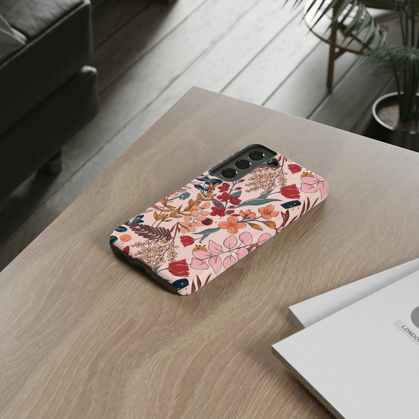 Pink Floral phone case for Samsung & Google phone/Tough Cases/ Floral Collection