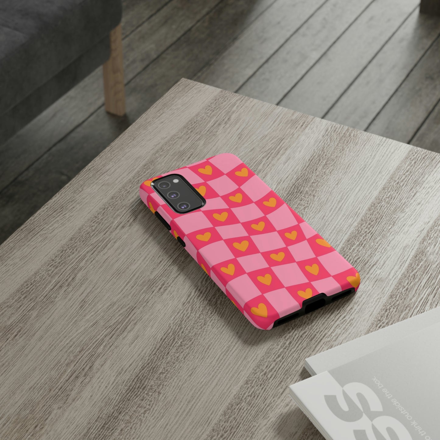 Checkered hearts phone case / for Samsung & Google phones/ heart collection /Tough Cases