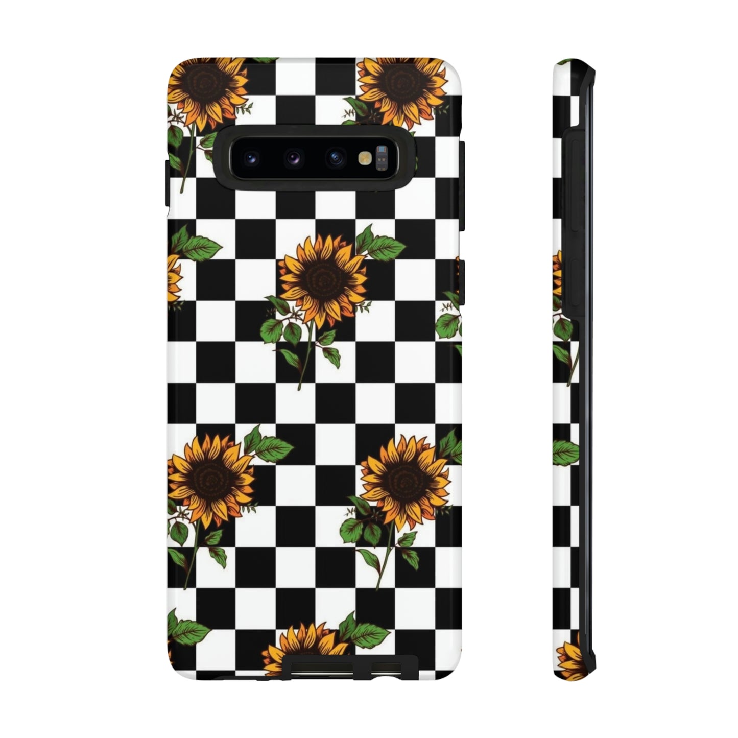 Checkered sunflower phone case/ for Samsung & Google phones/ floral collection/Tough Cases