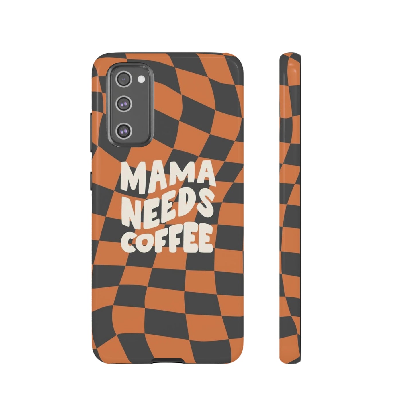 Mamma needs coffee, phone case for Samsung & Google phones, Plaid collection/Tough Cases