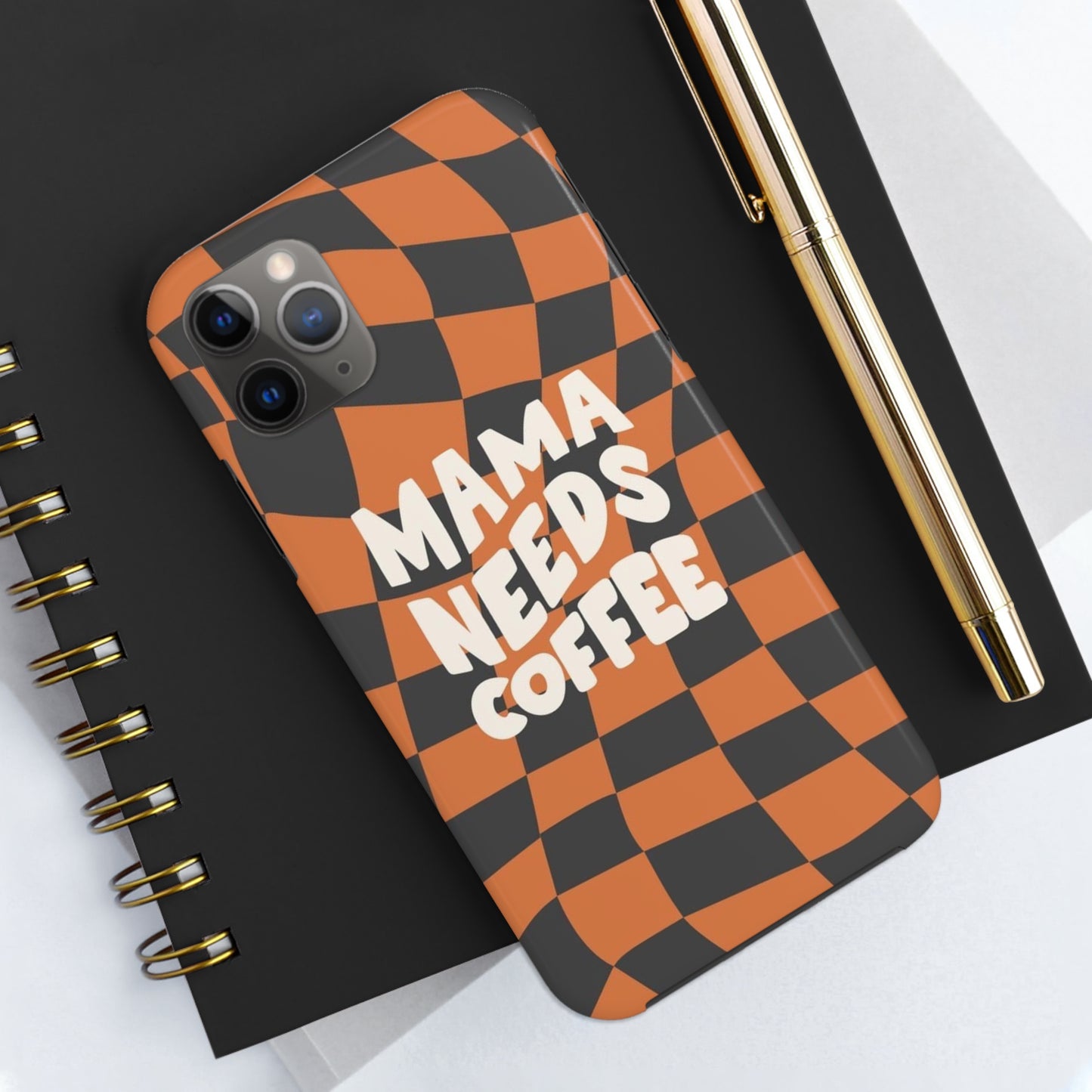 Momma Needs Coffee, for iPhone plaid collection Tough Phone Cases, Case-Mate