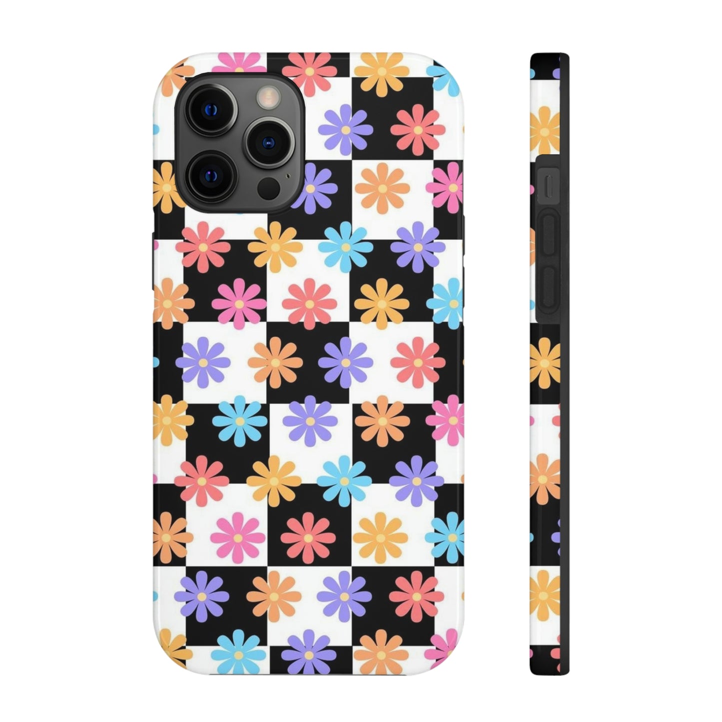 Checkered flower phone case/ for iPhone/ Floral collection /Tough Phone Cases, Case-Mate