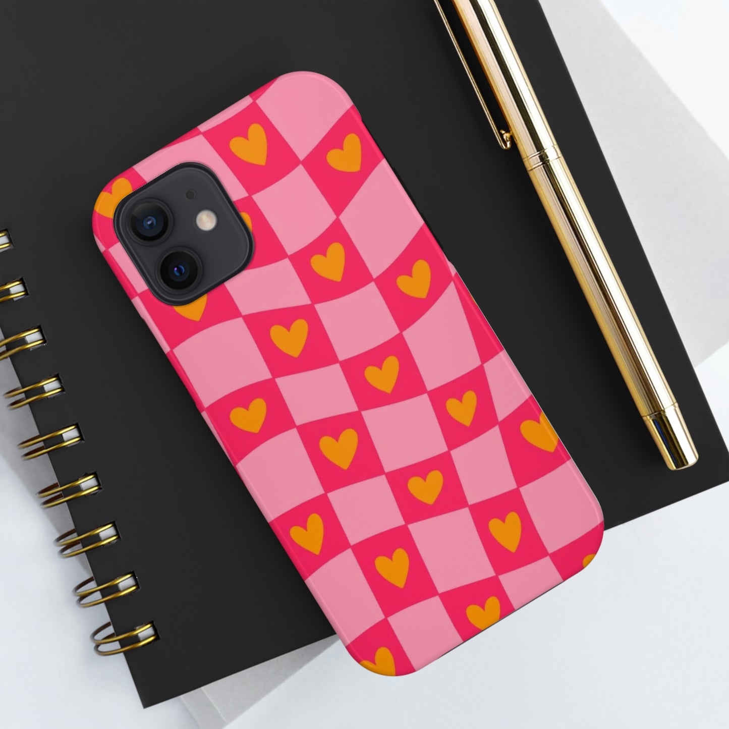 Checkered hearts phone case / for iPhone/ heart collection Tough Phone Cases,