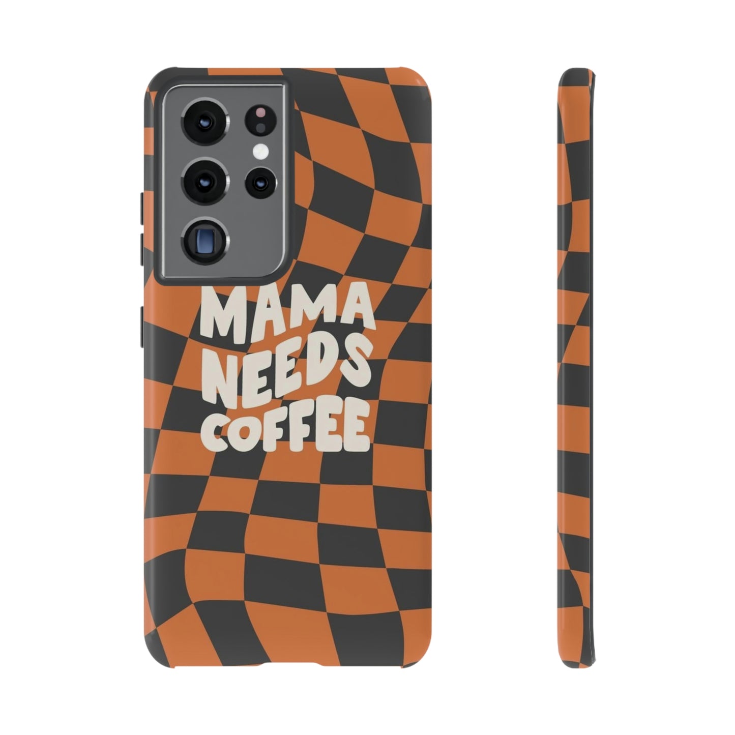 Mamma needs coffee, phone case for Samsung & Google phones, Plaid collection/Tough Cases