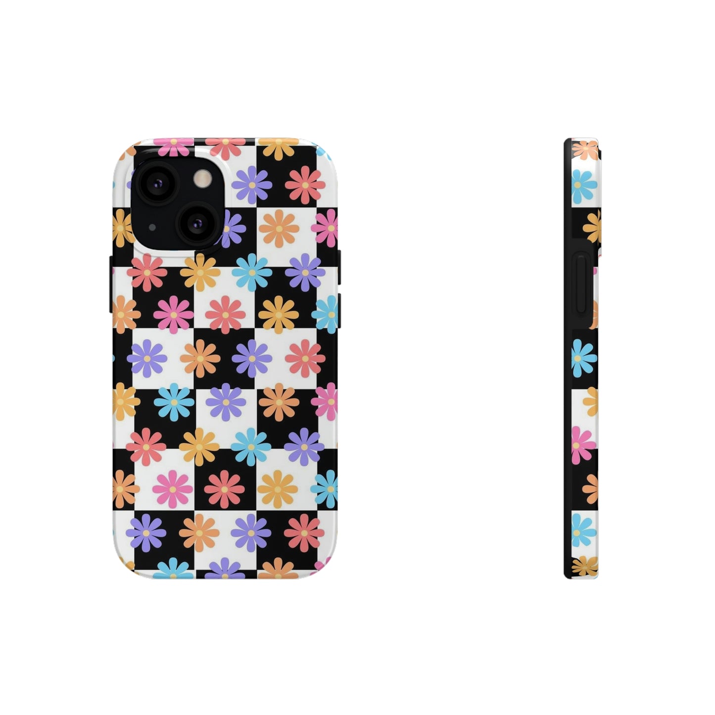 Checkered flower phone case/ for iPhone/ Floral collection /Tough Phone Cases, Case-Mate