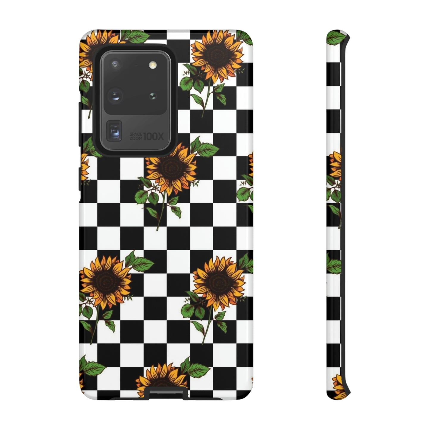 Checkered sunflower phone case/ for Samsung & Google phones/ floral collection/Tough Cases