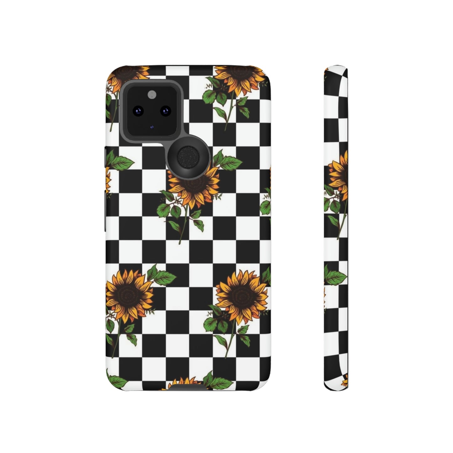 Checkered sunflower phone case/ for Samsung & Google phones/ floral collection/Tough Cases