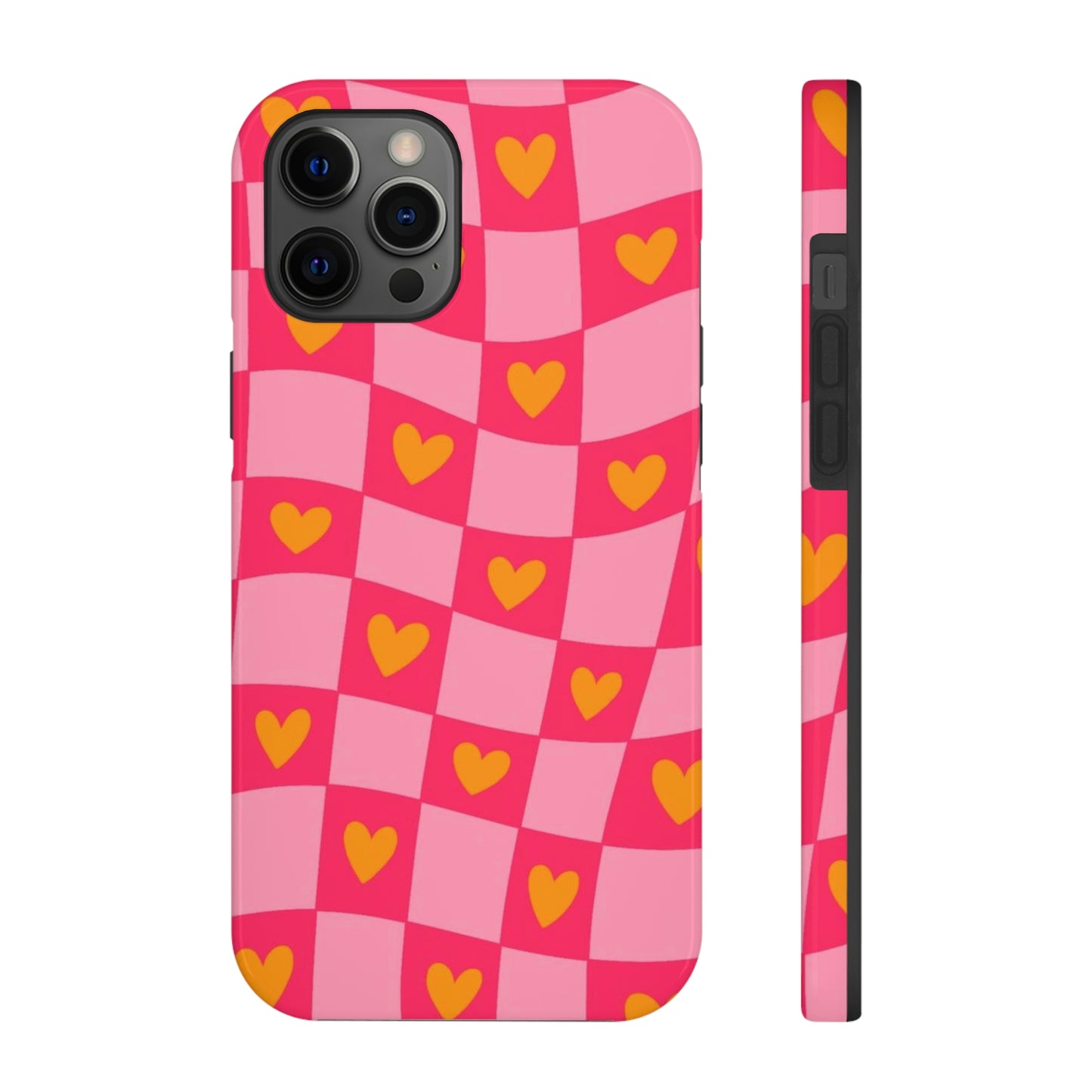 Checkered hearts phone case / for iPhone/ heart collection Tough Phone Cases,