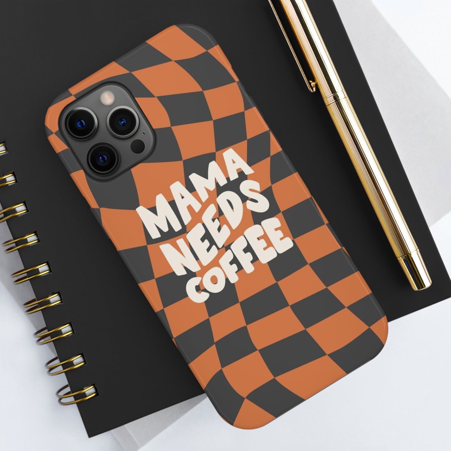 Momma Needs Coffee, for iPhone plaid collection Tough Phone Cases, Case-Mate