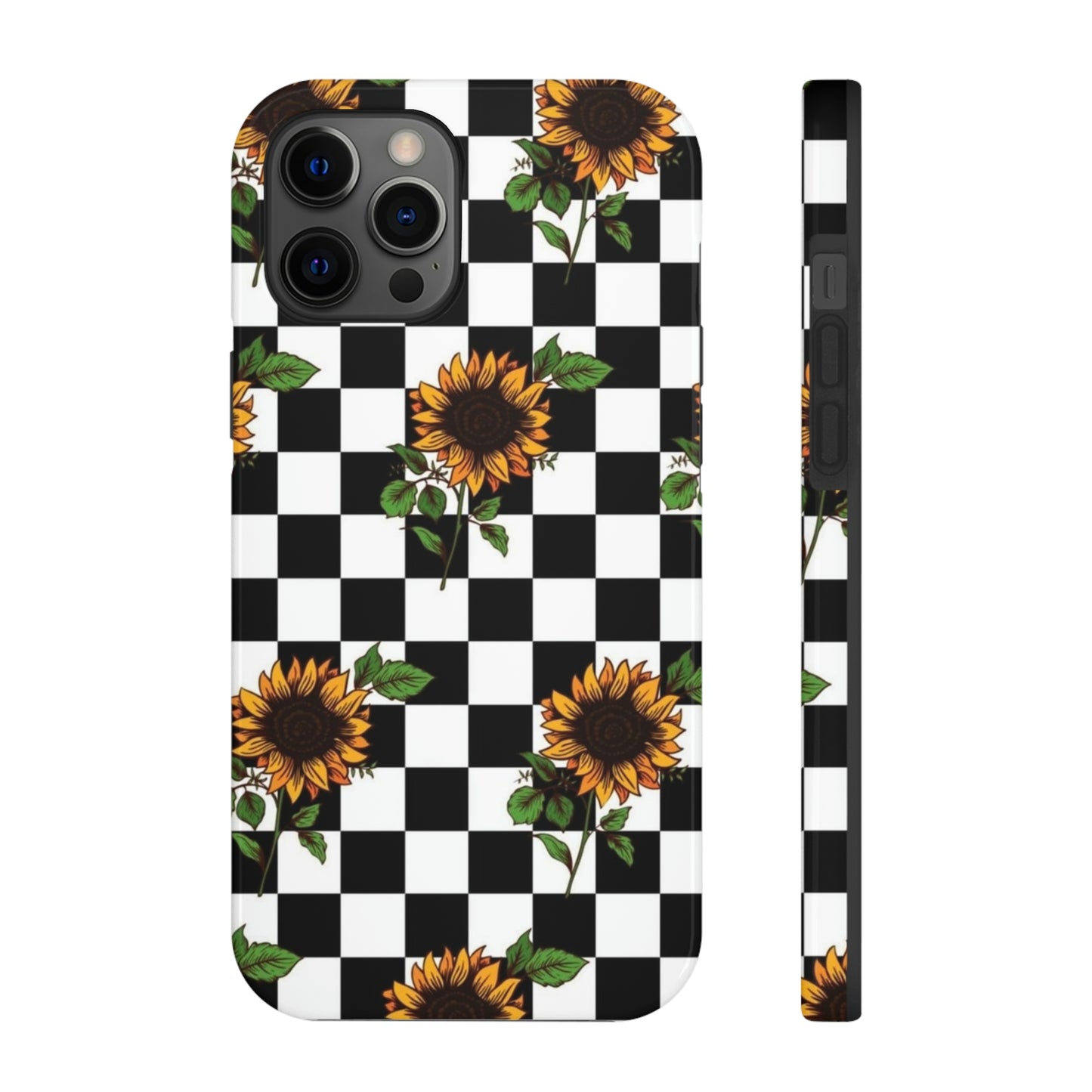 Checkered Sunflower phone case/ for iPhone  /Floral collection /Tough Phone Cases, Case-Mate