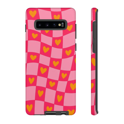 Checkered hearts phone case / for Samsung & Google phones/ heart collection /Tough Cases