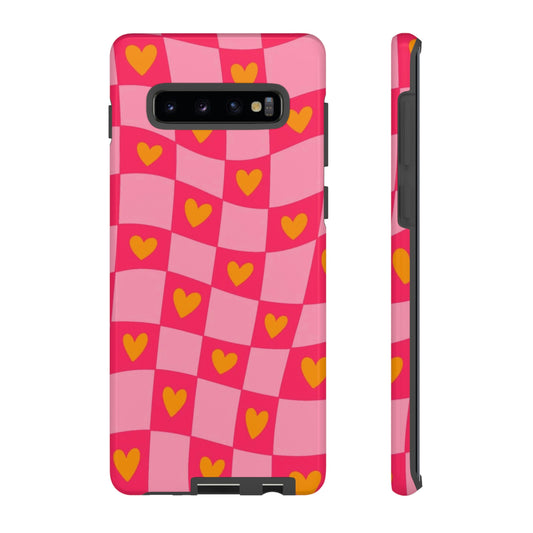 Checkered hearts phone case / for Samsung & Google phones/ heart collection /Tough Cases