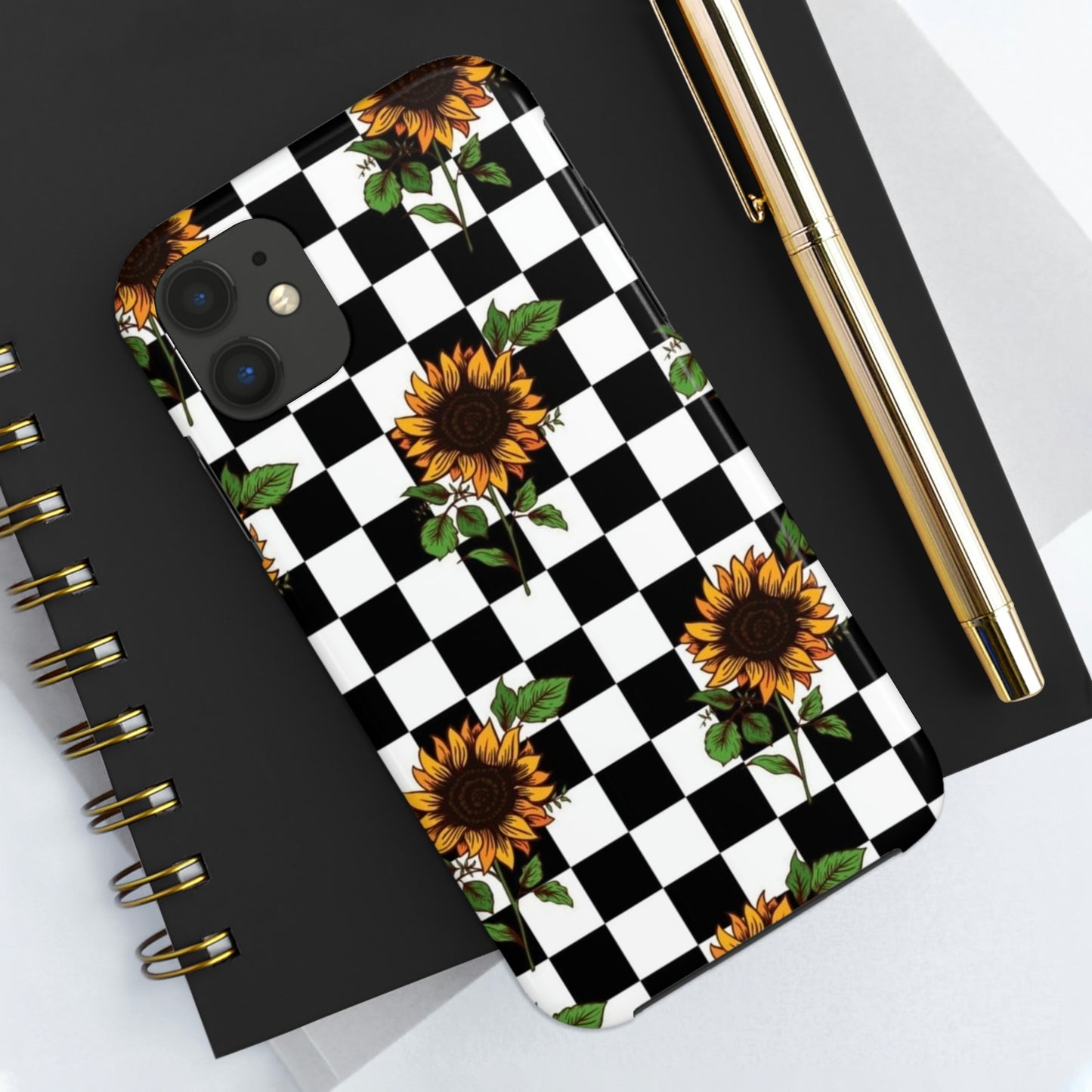 Checkered Sunflower phone case/ for iPhone  /Floral collection /Tough Phone Cases, Case-Mate